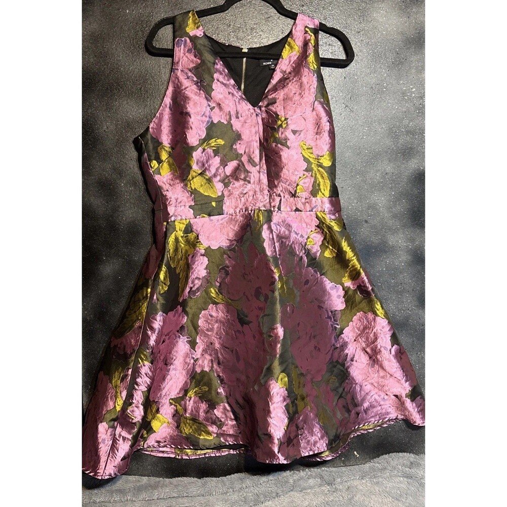 RN Studio By Ronni Nicole Women Purple Black Cocktail Fit Flare Dress Size 14